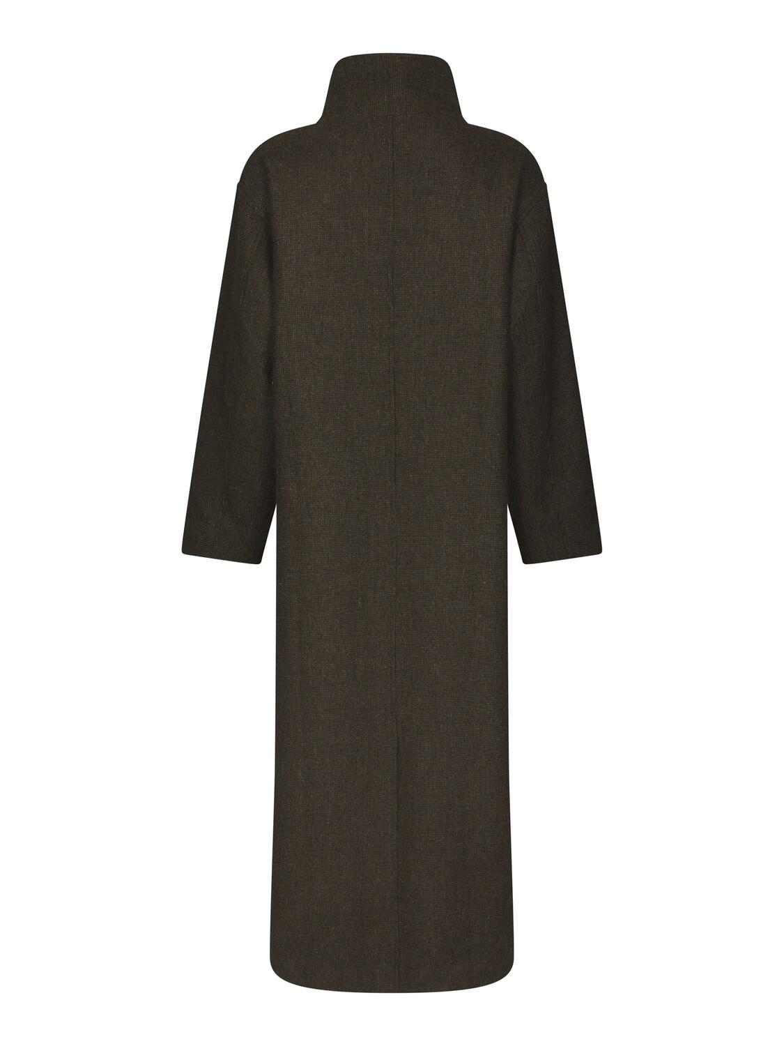 Marcel Mini Check uldfrakke – brun